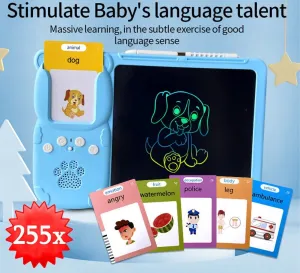 2in1 Talking Audible Flashcards with LCD Writing Tablet Kit