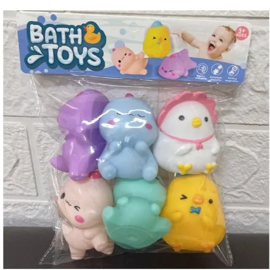 Animal Theme Soft PVC Baby Bath Toys | 6 Pcs