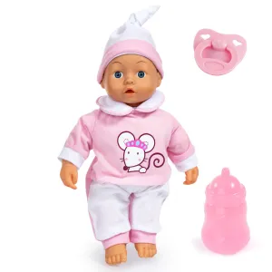 Bayer Design 14-inch Interactive Baby Doll - Pink Mouse Outfit