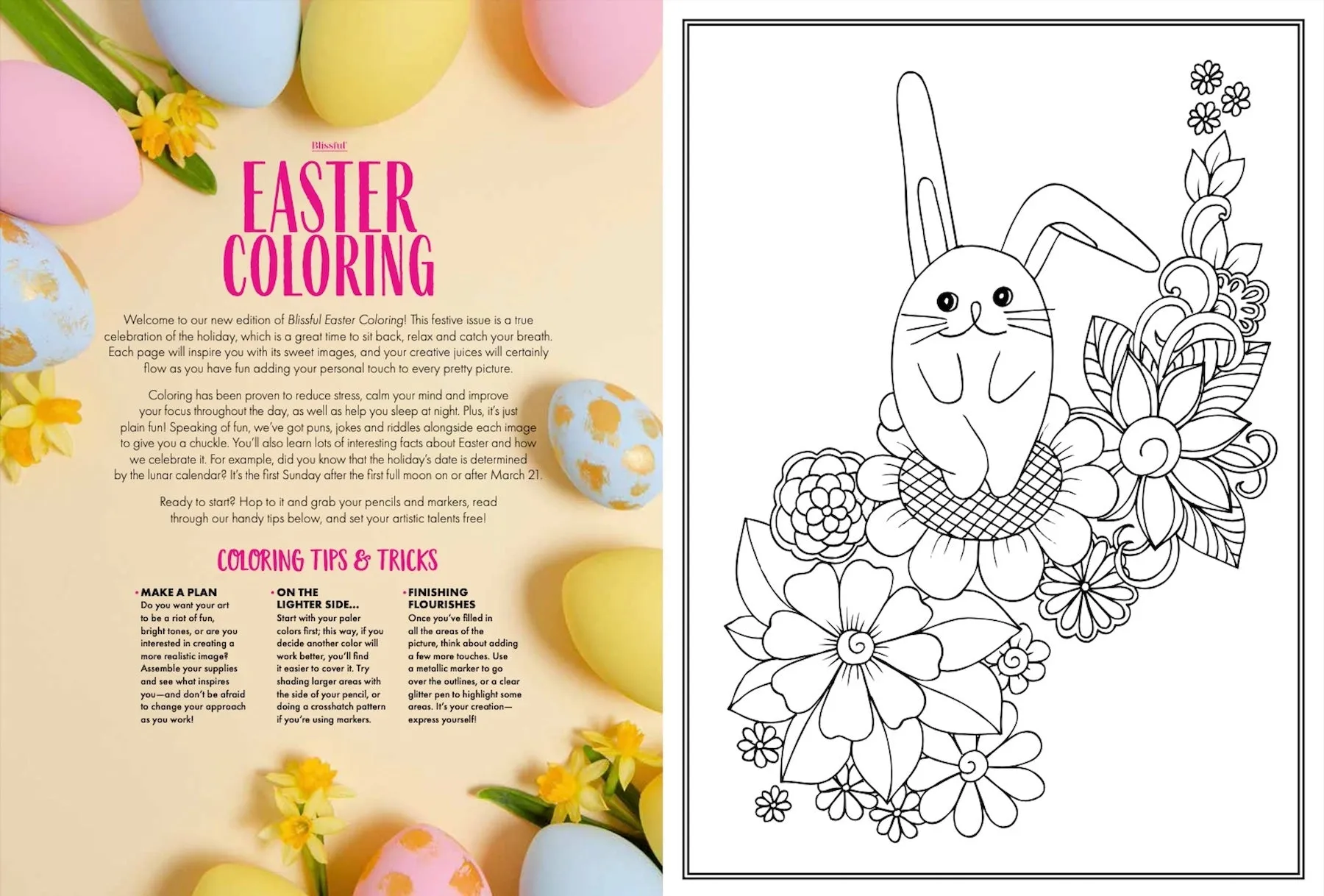 Blissful - Easter Coloring Book: Each Illustration Features A Fun Scene Full Of Intricate Designs