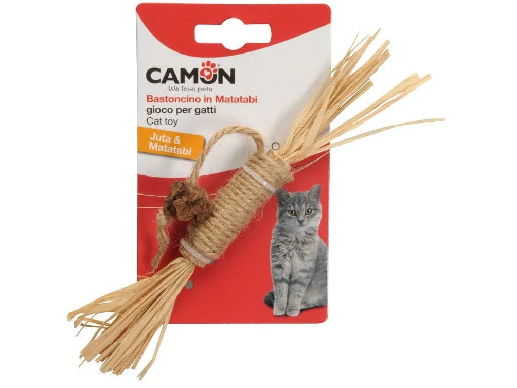 Cat Toy - Matatabi - Stick With Jute And Straw Rope (2 Models), Approx. 22Cm