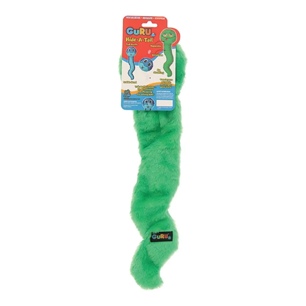 GURU Hide A Tail Snake Plush Dog Enrichment Toy Green Large