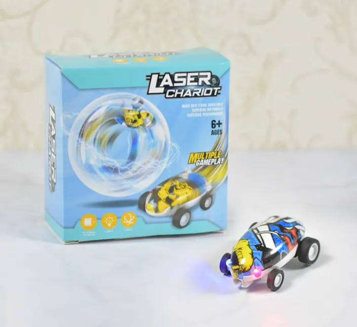 High Speed Track Laser Chariot Rotatable Lights Car For Kids Gift Interactivity Sports Fancy Toy