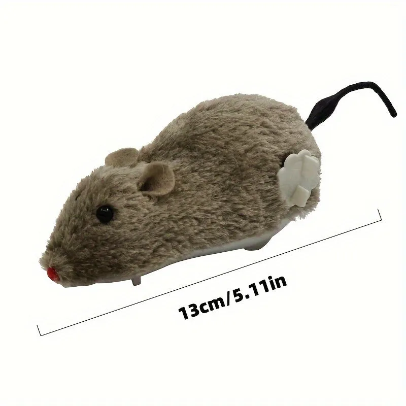 Interactive Windup Plush Mouse Toy Lifelike Animal Prank