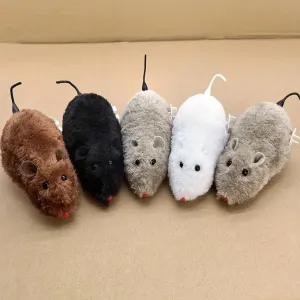 Interactive Windup Plush Mouse Toy Lifelike Animal Prank