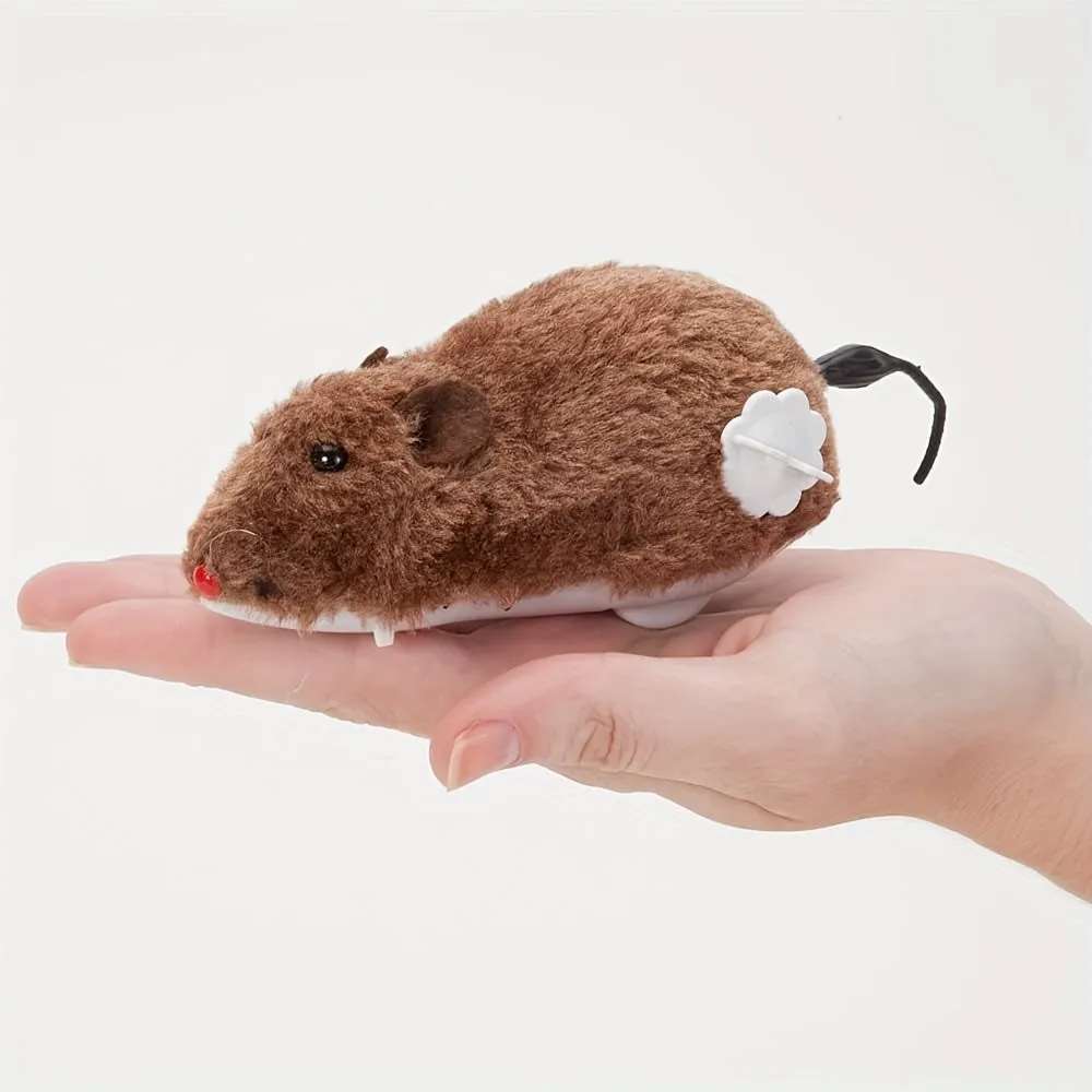 Interactive Windup Plush Mouse Toy Lifelike Animal Prank