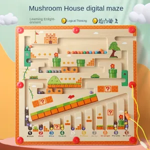 Montessoristyle Wooden Number Maze Puzzle for Early Education