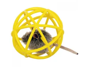 Interactive Pawise Cat Cage Ball with Sounding Mouse Toy