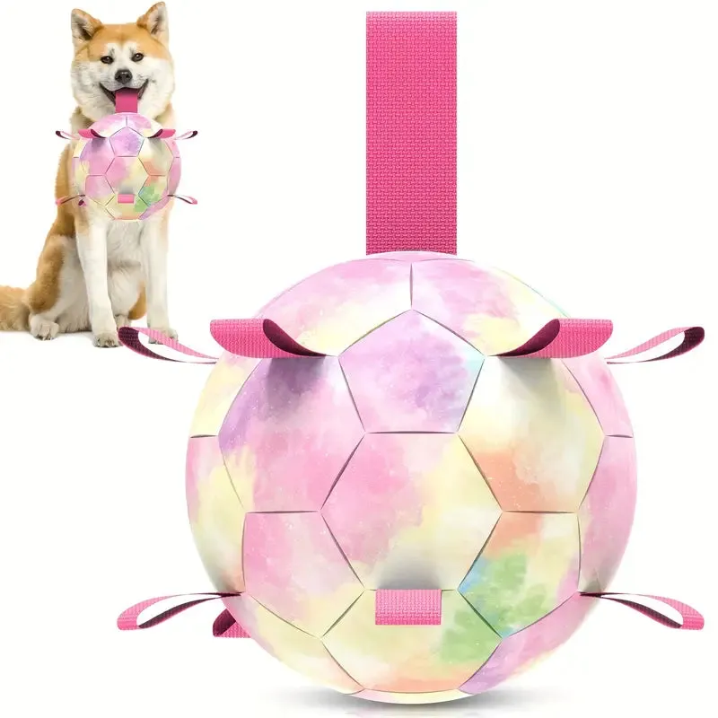 "Indestructible Lake Blue Soccer Ball for Dogs: Long-Play Tug and Fetch Toy