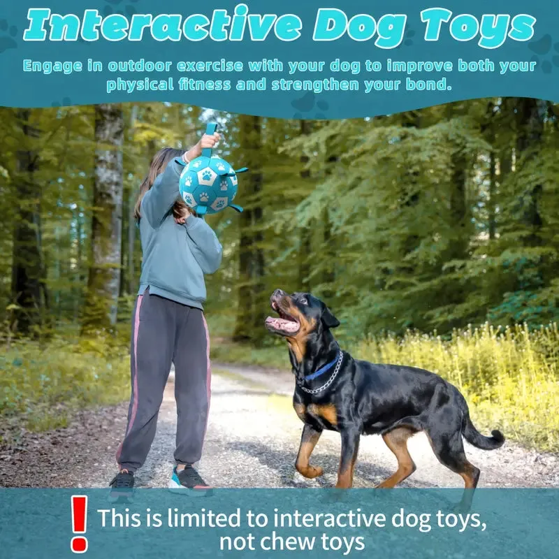 "Indestructible Lake Blue Soccer Ball for Dogs: Long-Play Tug and Fetch Toy