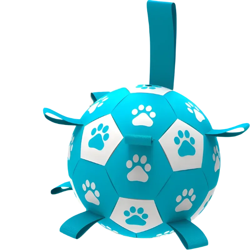 "Indestructible Lake Blue Soccer Ball for Dogs: Long-Play Tug and Fetch Toy