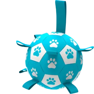 "Indestructible Lake Blue Soccer Ball for Dogs: Long-Play Tug and Fetch Toy