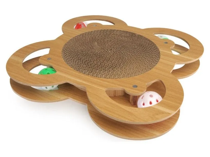 Round scratching toy with 4 balls