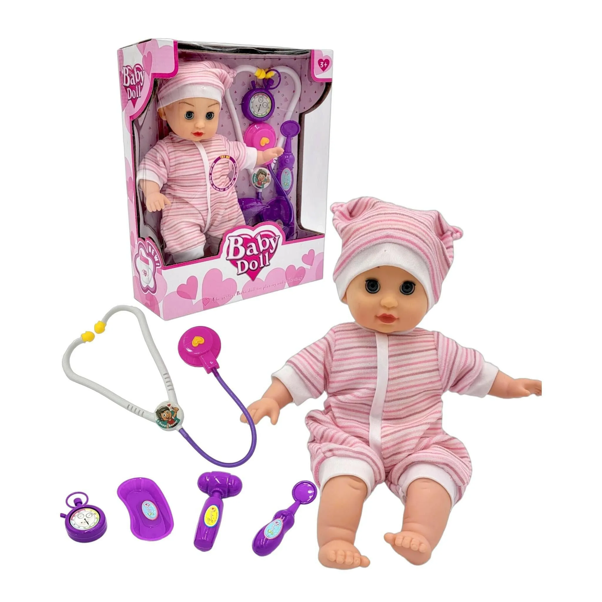 Soft  Baby Doll Can Speak 12 Baby Sounds With Doctor Set 14 Inch