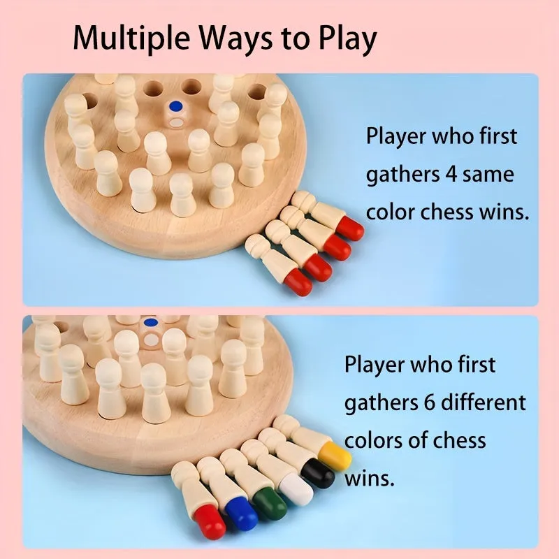 Wooden Memory Matchstick Chess Educational Game  Brainteaser Gift Set